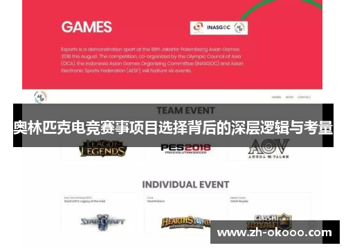 奥林匹克电竞赛事项目选择背后的深层逻辑与考量